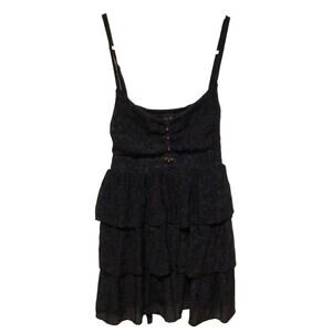 Zenobia Women's Black Tank Top XL Silver Floral Design Sleeveless Stretch Shirt